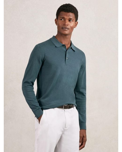 Reiss Blue Merino Wool Polo Shirt for men