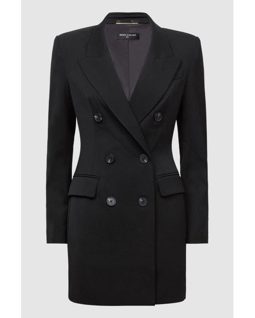 ATELIER Rosamund - Wool Double Breasted Blazer Dress, Black