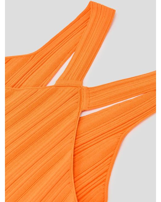 Reiss Orange Pleated Knit V-Neck Vest