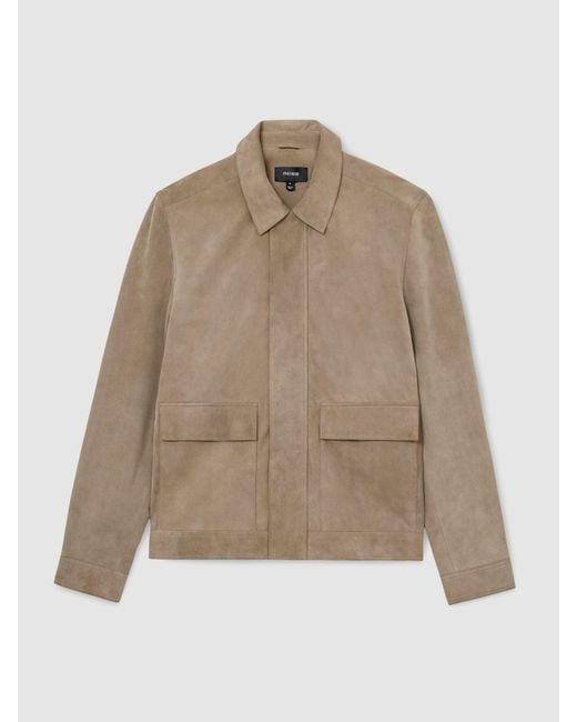 Reiss Gray Suede Twin-Pocket Jacket for men