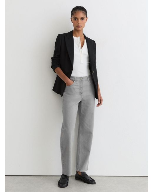 Reiss Gray Selin Mid-Rise Straight-Leg Jeans