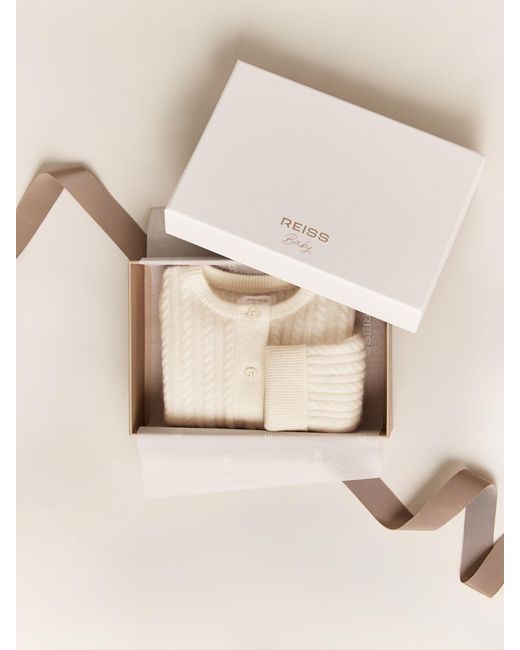 Reiss Natural Cashmere Cable-Knit Cardigan