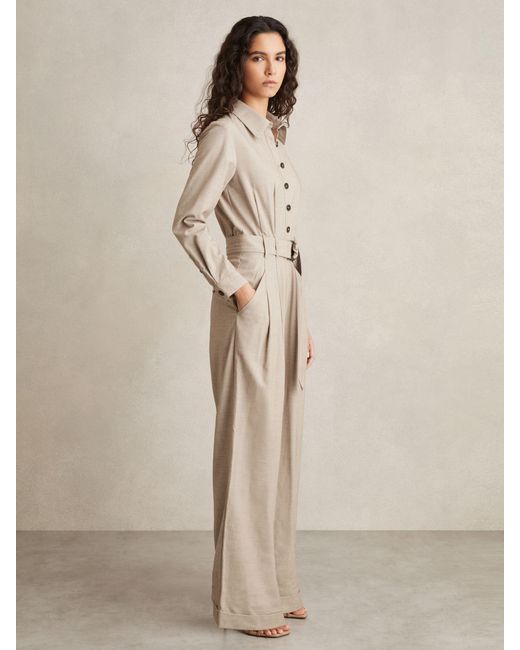 Reiss Natural Tailored Wide Leg Jumpsuit