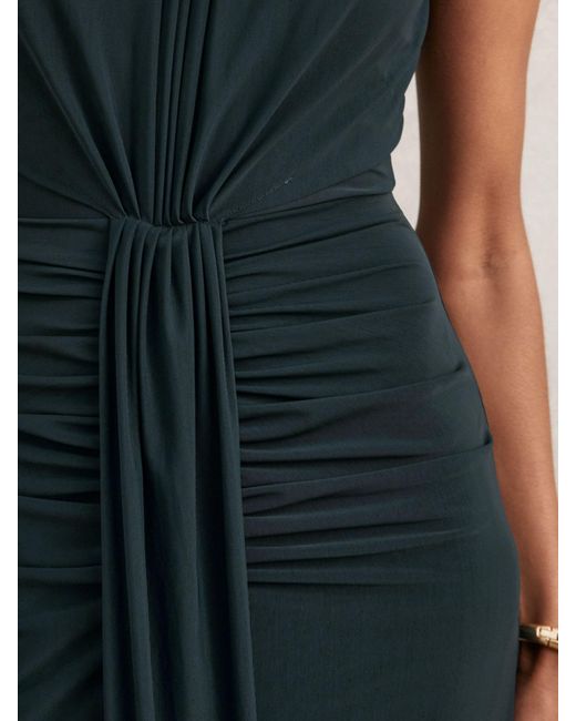 Reiss Green Ruched Sleeveless Maxi Dress