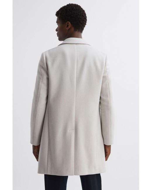Reiss Gray Timpano - Bone Wool Blend Double Breasted Epsom Coat, Xs for men
