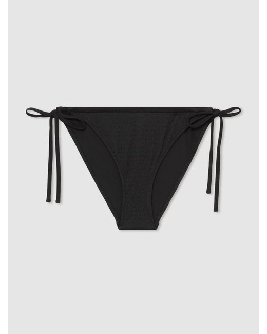 Calvin Klein Black Crinkle Tie Bikini Bottoms