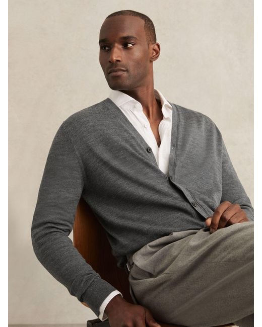 Reiss Multicolor Merino Wool Button-Through Cardigan for men