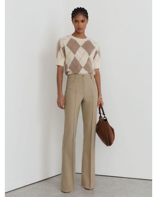 Reiss Natural Flared Twill Seam-Detail Trousers