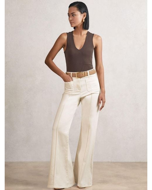 Reiss Natural Petite Patch-Pocket Flared Jeans