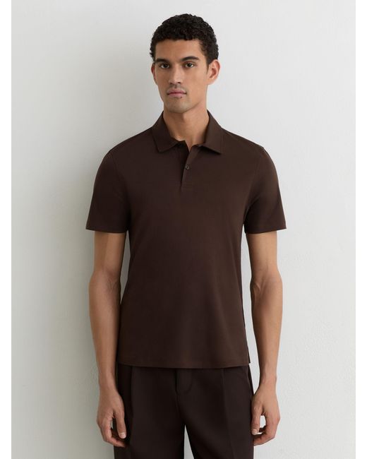 Reiss Brown Air-Water Cotton Polo Shirt for men