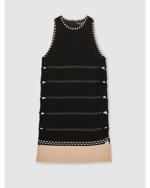 Reiss Natural Cotton Whipstitch Mini Dress