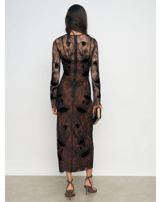 Reiss Black Lace Overlay Midi Dress