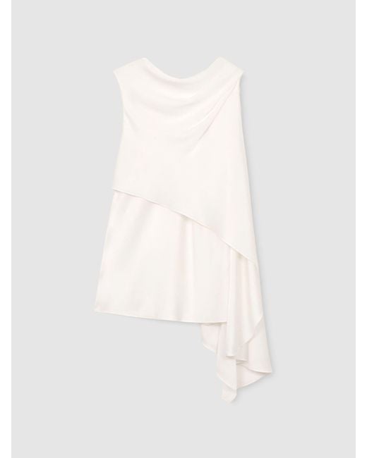 Reiss White Silk-Blend Draped Sleeveless Top