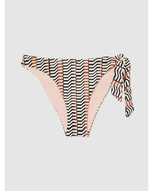 Reiss White Charlie Chevron-Stripe Bikini Bottomseu 40 (Uk 12)
