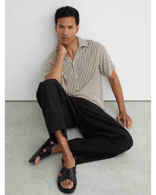 Reiss Black Leather Crossover Sandals for men