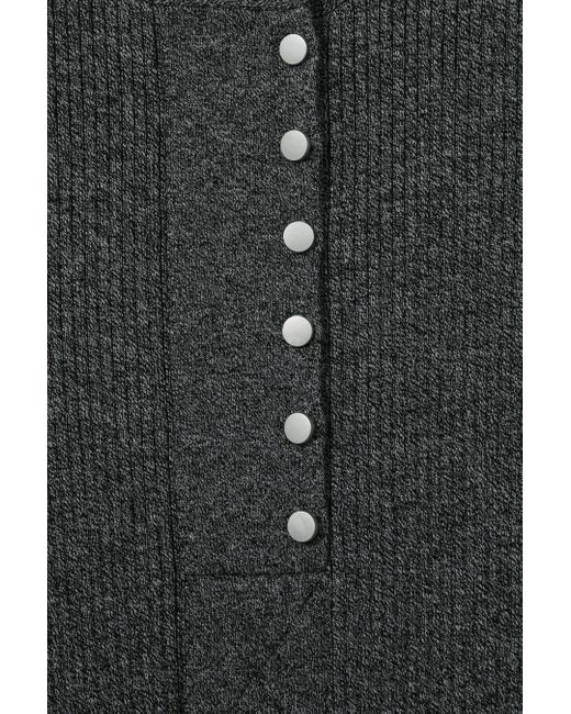 Reiss Gray Ribbed Wool Blend Midi Dress