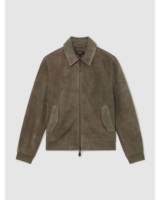 Reiss Gray Suede Zip-Through Jacket for men
