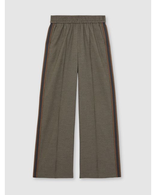 Reiss Brown Side-Stripe Wide-Leg Trousers
