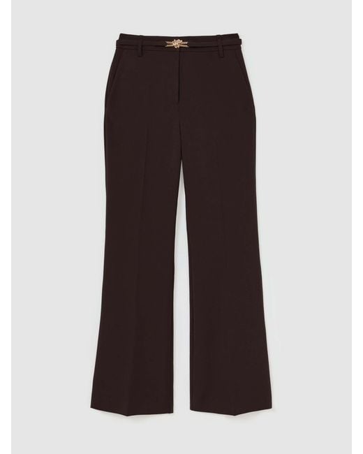 Reiss Blue Flared Knot-Hardware Belted Trousers