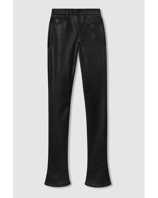 GOOD AMERICAN Good Black Good Faux Leather Slim Bootcut Trousers