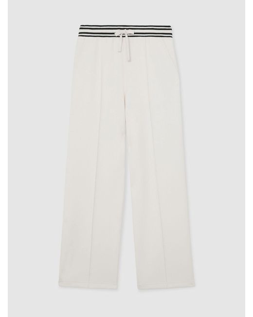 Reiss White Verity - Ivory Petite Premium Interlock Stripe-waist Joggers, Xl (us 16-18)