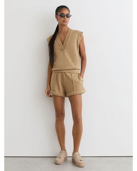Reiss Natural Cotton-Blend Sleeveless V-Neck Sweat Top
