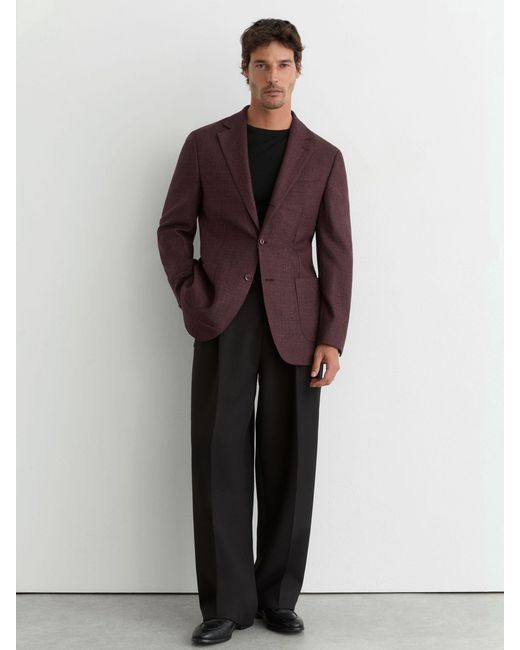 Reiss Brown Tailored Fit Wool Hopsack Single-Breasted Blazer for men