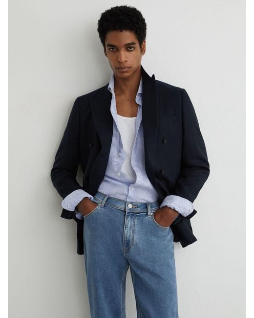 Reiss Blue Soft-Stretch Straight-Leg Jeans for men