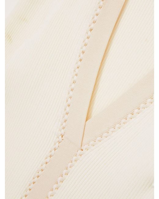 Reiss Natural Craft-Stitch Rib-Knit Top