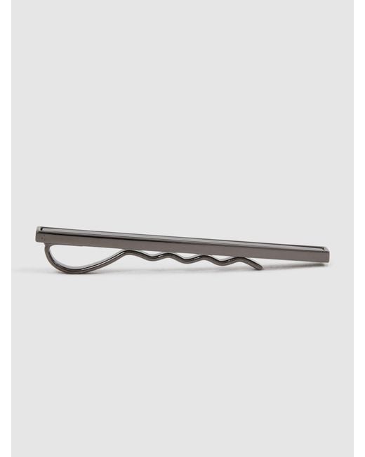 Reiss White Ardley Gunmetal & Onyx Onyx Tie Bar for men