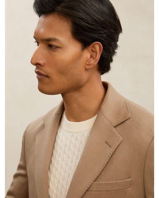 Reiss Brown Atelier Cashmere Single-Breasted Blazer Tailored-Fit for men