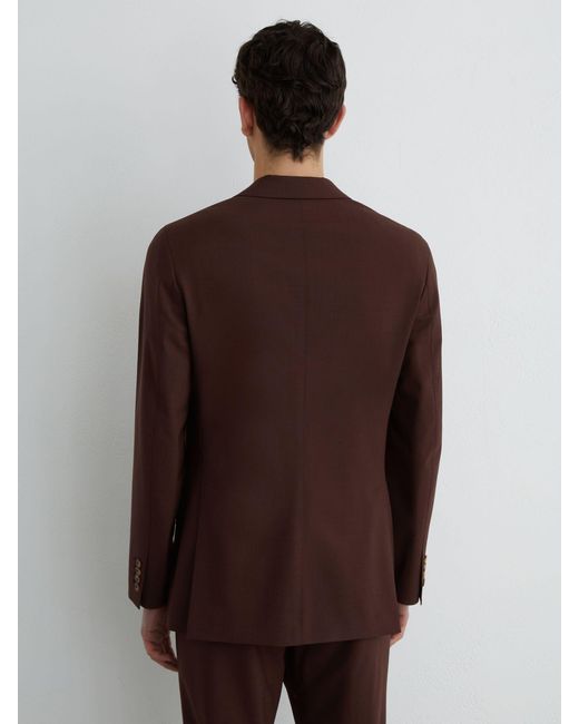 Reiss Mineral - Chocolate Brown Classic Fit Wool-blend Single-breasted Suit Blazer, 40 for men