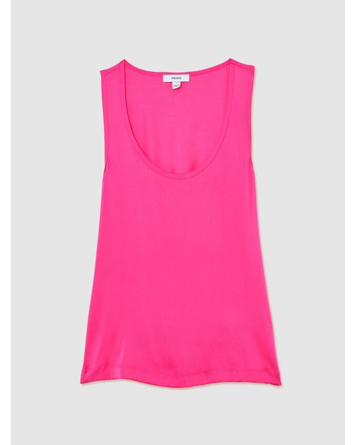 Reiss Pink Silk-Front Cami Top