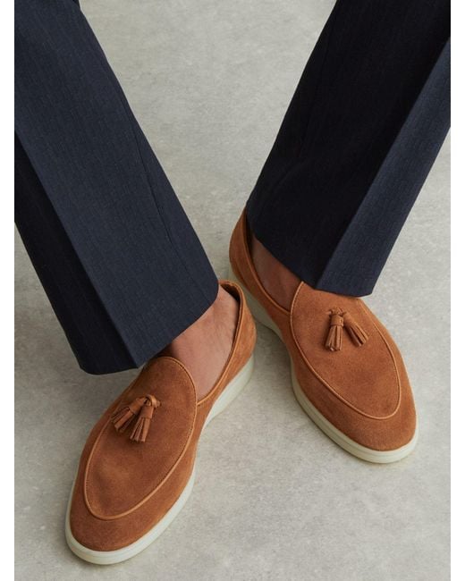 Reiss Blue Suede Tassel Loafers for men