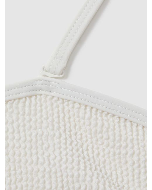 GOOD AMERICAN Multicolor Cloud White Always Fits Textured Halter Neck Bikini Top