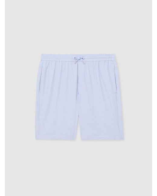 Reiss Blue Seersucker Drawstring Shorts for men