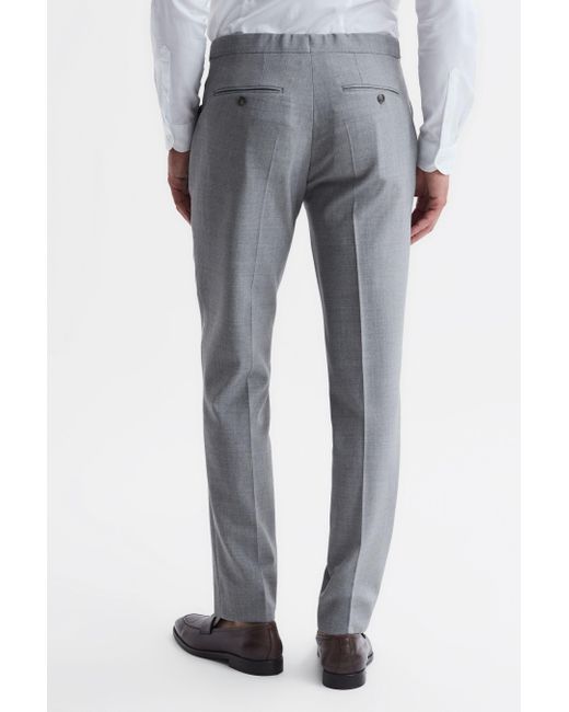 Reiss Gray Arrow - Soft Grey Arrow Slim Fit Wool Blend Trousers, 28 for men