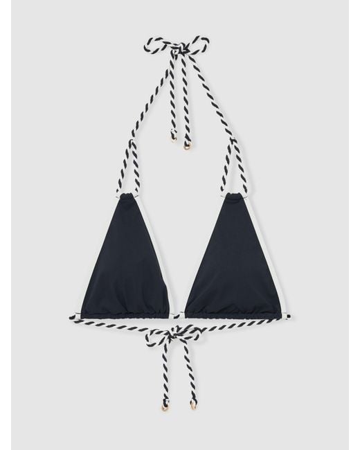 Reiss Black Triangle Twist-Strap Bikini Top