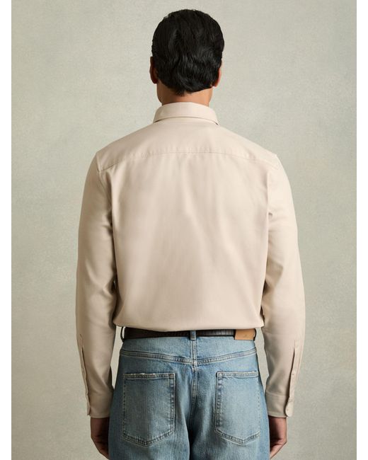 Reiss Natural Whisper Stretch-Cotton Twill Twin-Pocket Overshirt for men