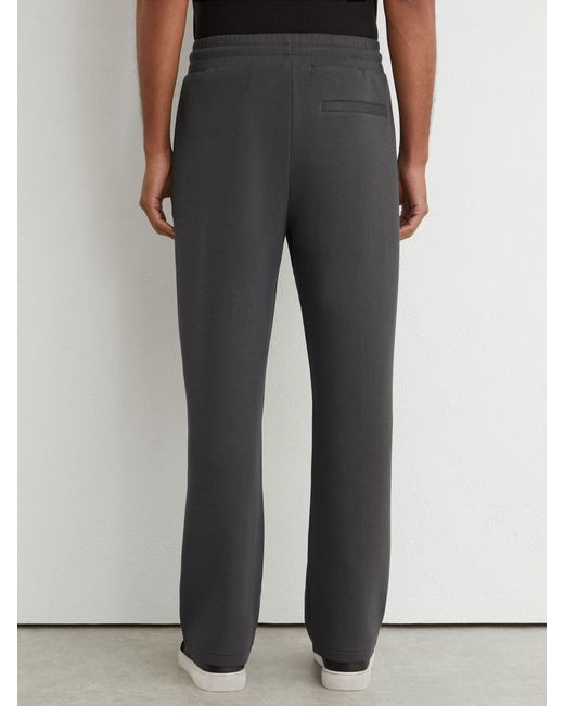 Reiss Gray Premium Interlock Straight-Leg Joggers for men