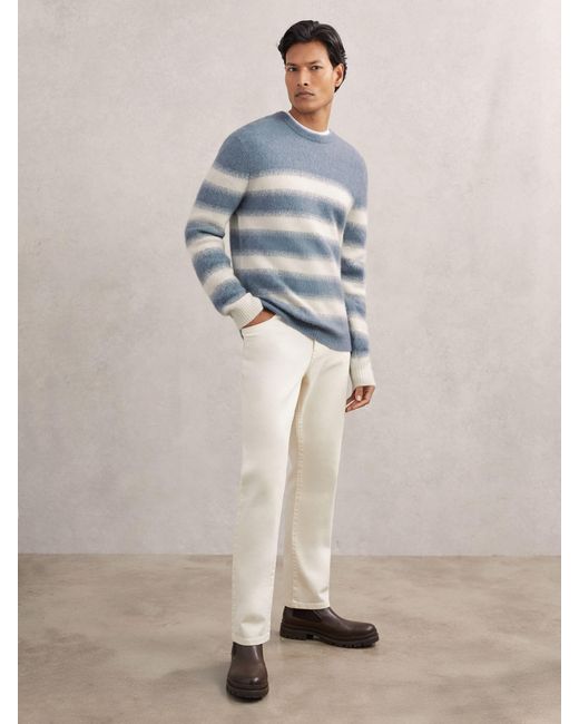 Reiss Piers - Soft Blue/white Wool-alpaca Blend Stripe Jumper, L for men