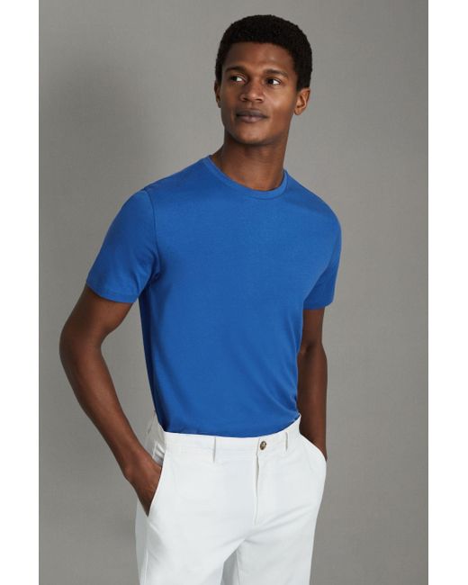 Reiss Bless - Lapis Blue Cotton Crew Neck T-shirt for men