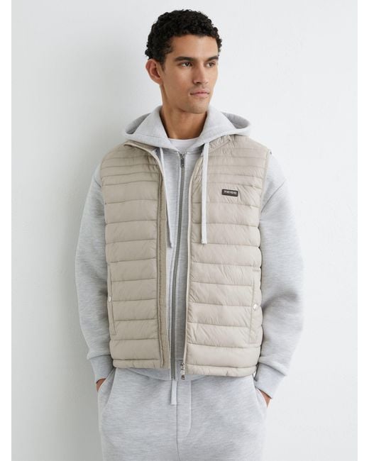 Reiss Gray Alpine - Light Stone Quilted Zip-through Gilet, M for men