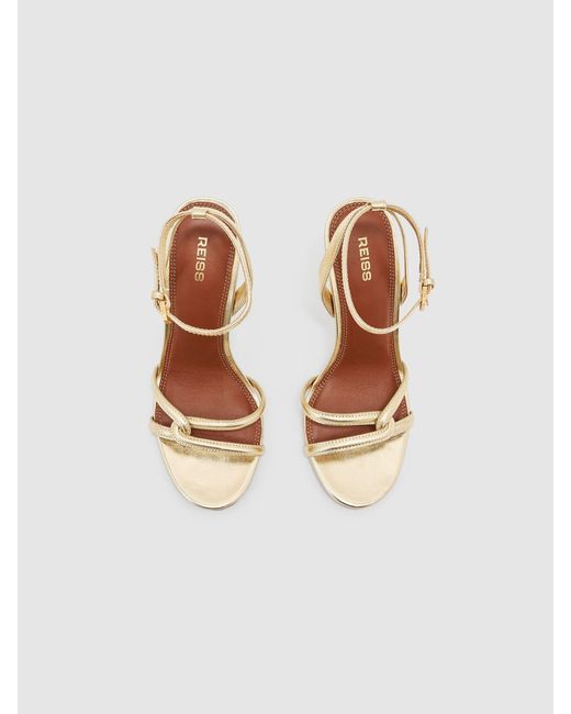 Reiss Black Leather Link-Strap Stiletto Sandals