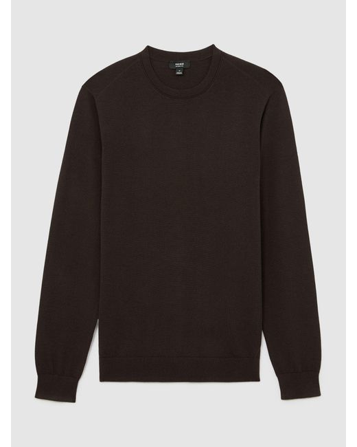 Reiss Black Wessex - Dark Brown Merino Wool Crew-neck Jumper, Xxl for men