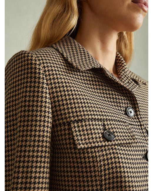 Reiss Multicolor Camel Dogtooth Check Collared Jacket