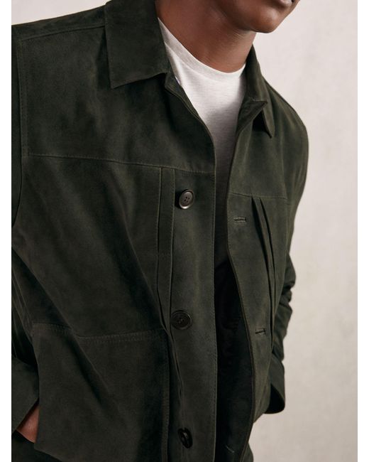 Reiss Green Suede Worker Jacket for men