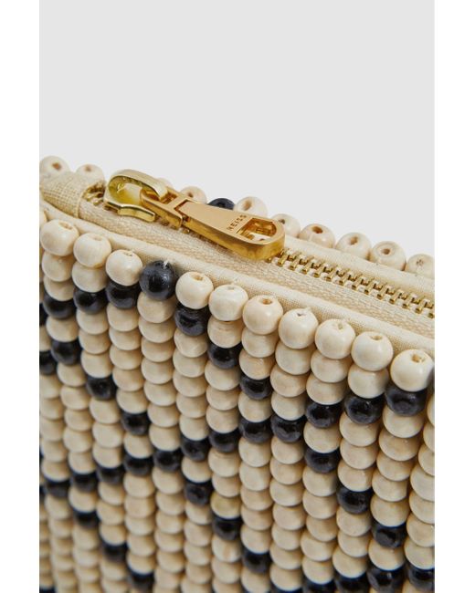 Reiss Gray Etta - Natural/black Wood-beaded Clutch Bag, One