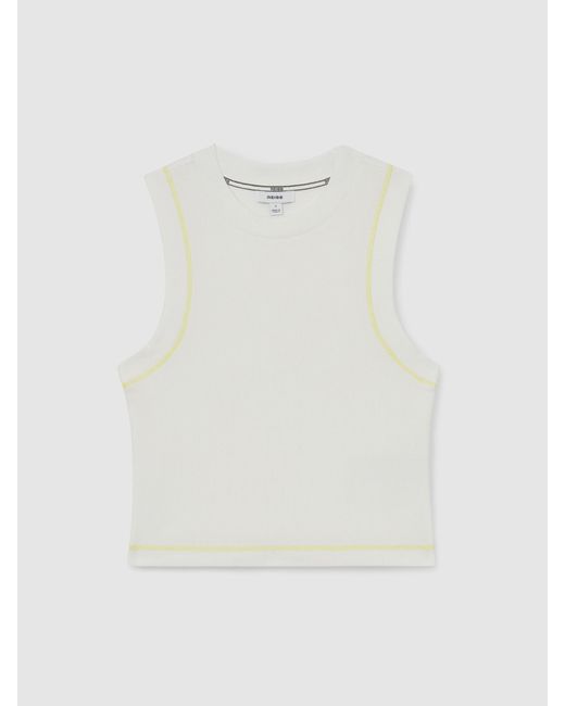 Reiss Natural Lea - White Stretch-cotton Ribbed Vest, S