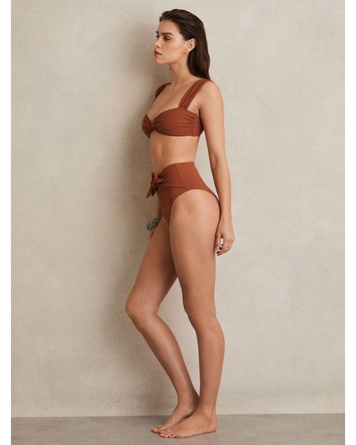 Reiss Brown Twist Front Bikini Top